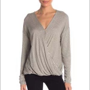 Lush Surplice Wrap Drape Black Striped Top 🩷NWOT🩷